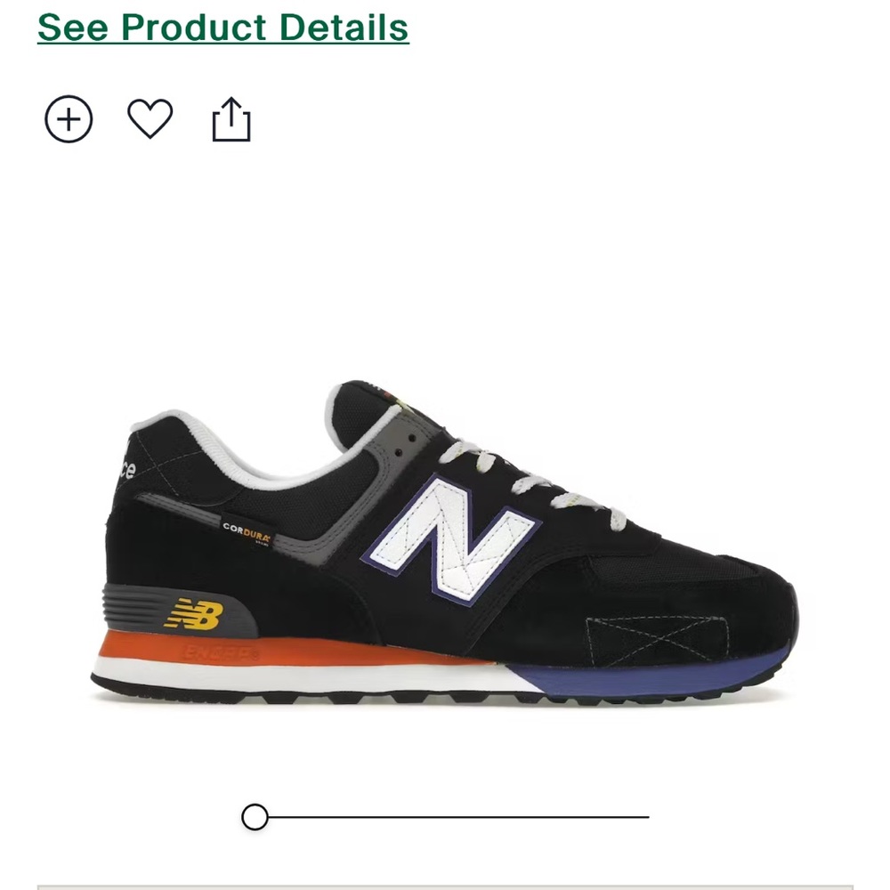 Men’s New Balance 574v2 - Suede Leather Cordura Black Poppy